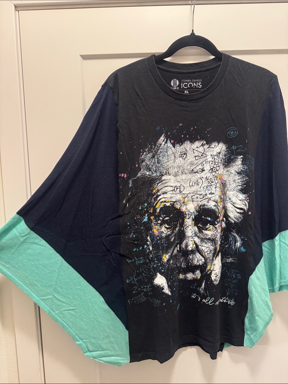 🎉 Upcycled ICONs Einstein Tee. Poncho Style. Will fit Small-3X. - Picture 2 of 2